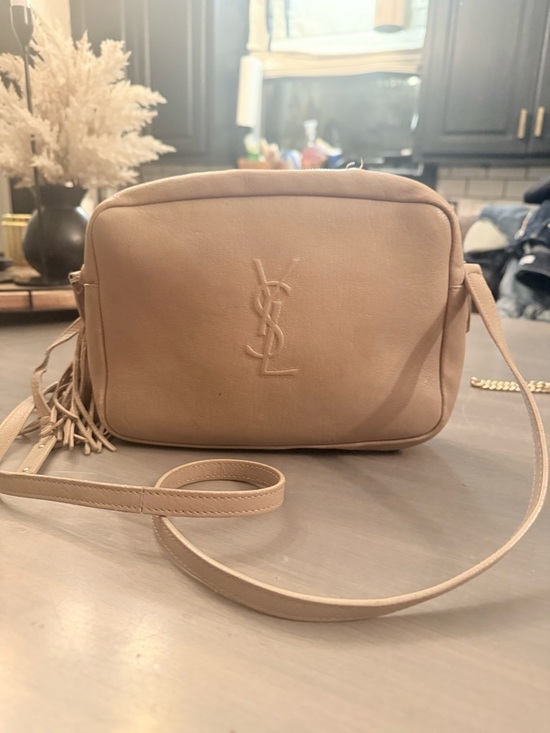 Saint Laurent Handbags - Saint Laurent Beige Leather Crossbody Lou Camera Bag with Tassel